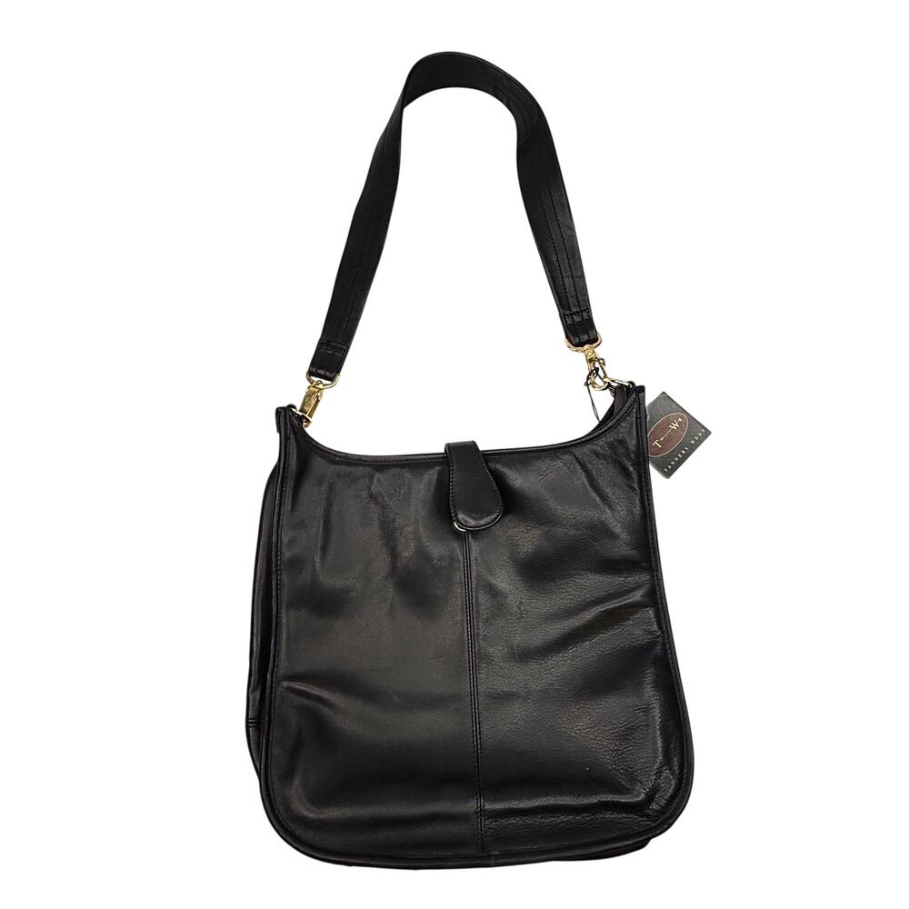 Tannery West Black Leather Saddle shoulder Bag